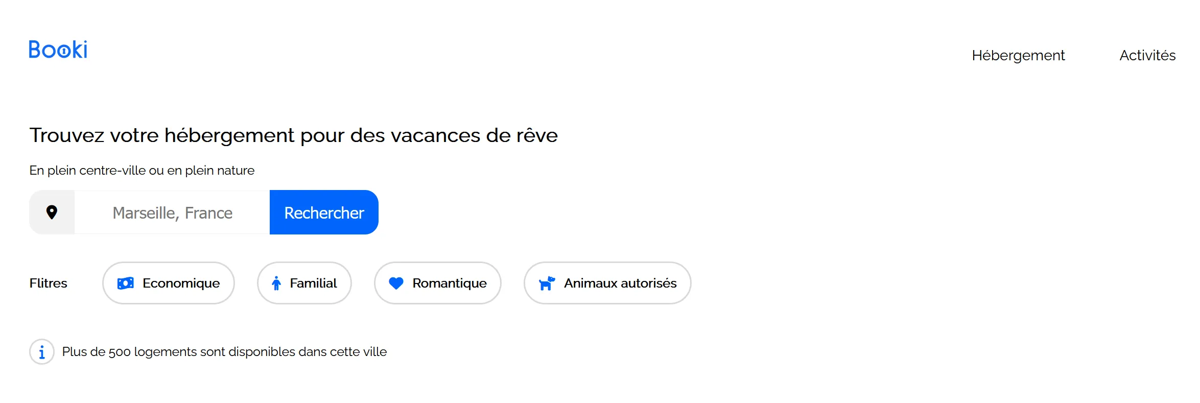Recherche et filtres du site