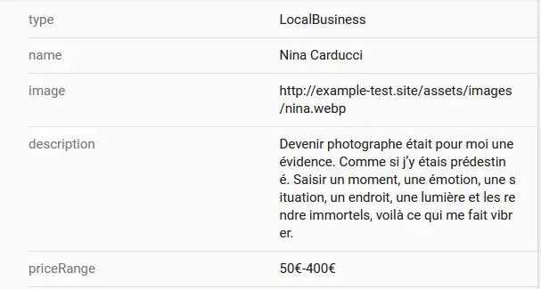 Résultats de l'audit Schema.org