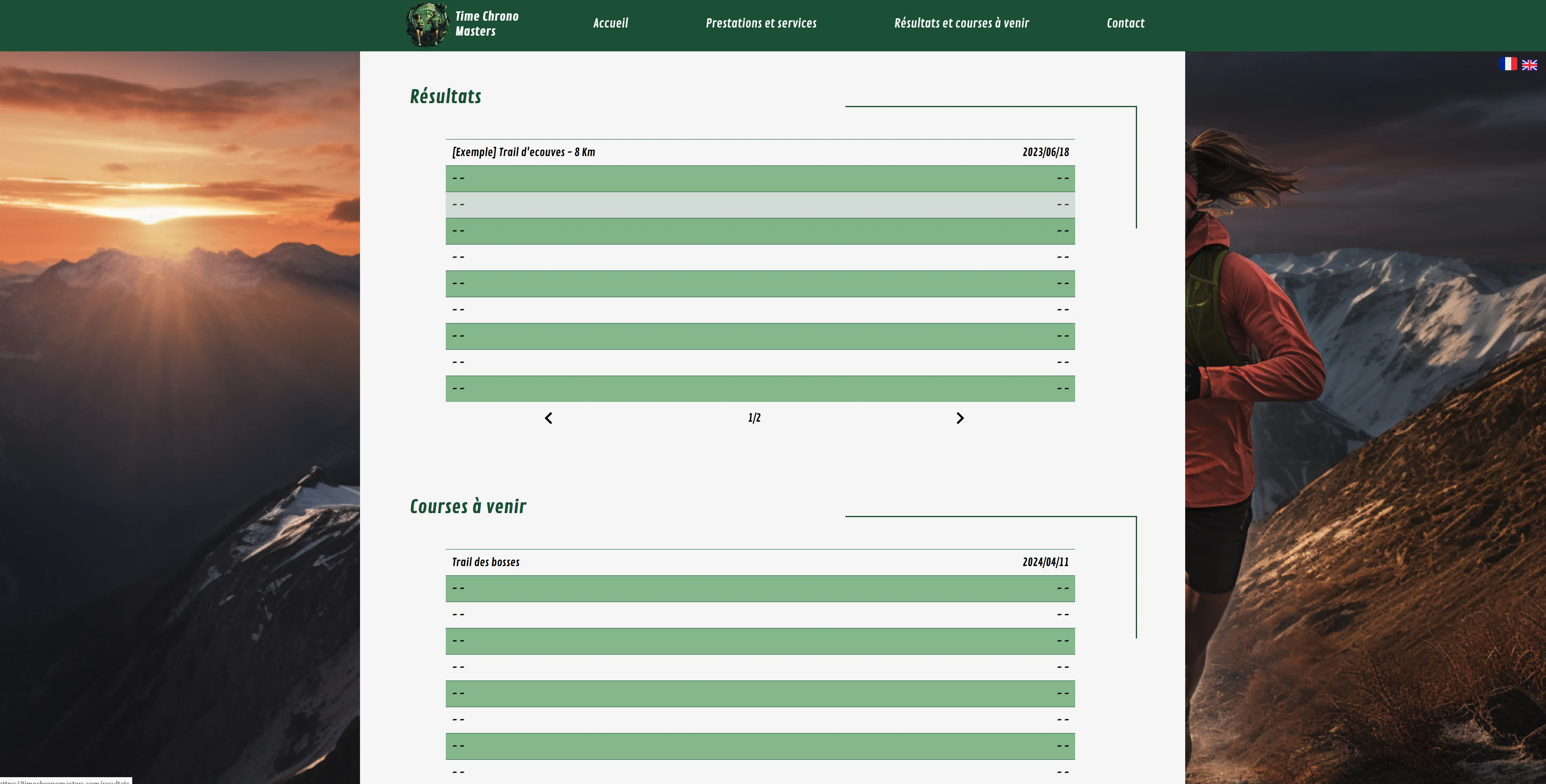 Page des résultats