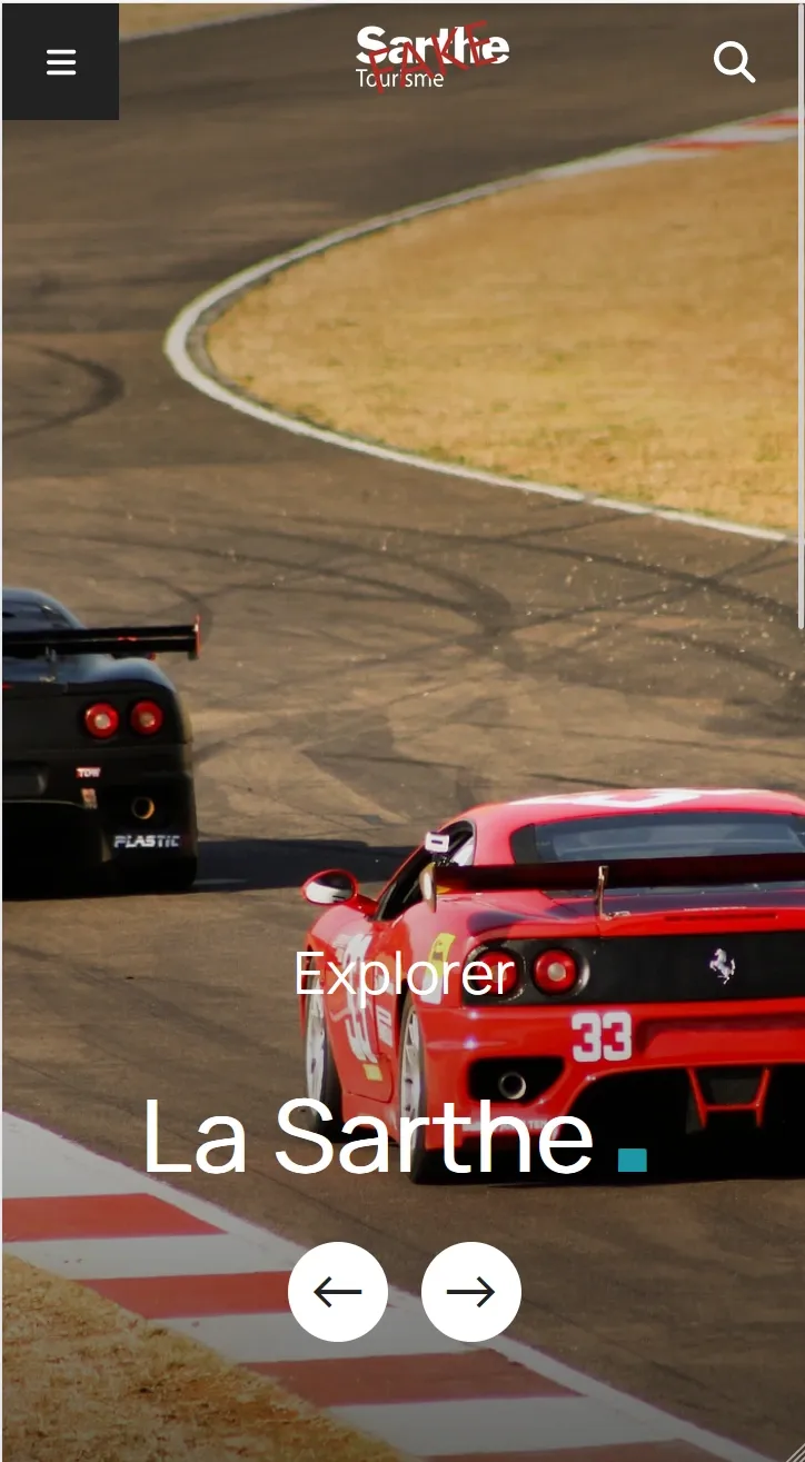 Page d'accueil en mode mobile