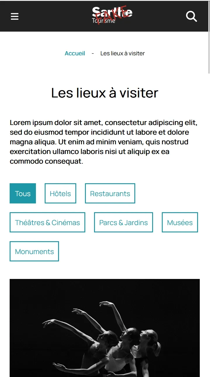 Filtres des lieux en mode mobile