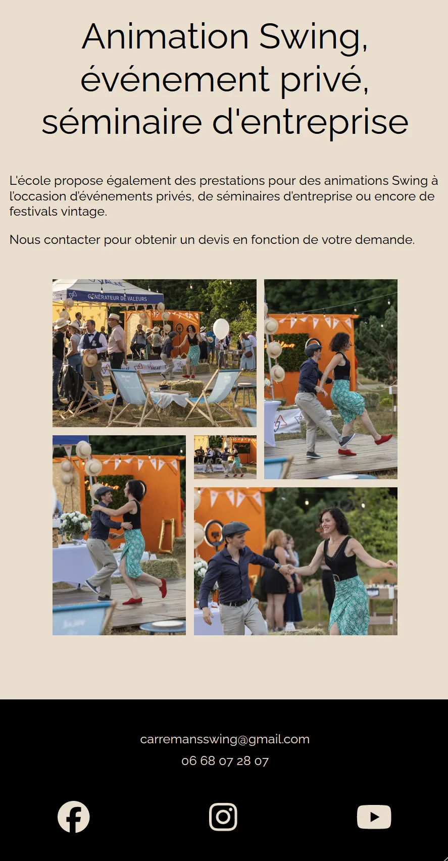 Page de contact en mode mobile